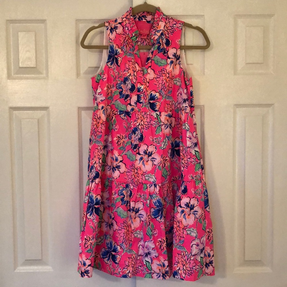 Lilly Pulitzer Novella Swing Dress, Pink Isle Last Bud Not Least, XXS, brand new